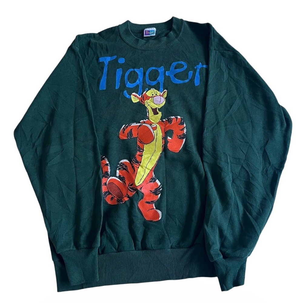Vintage 90s Disney Winnie The Pooh Tigger Graphic Green Pullover Sweatshirt